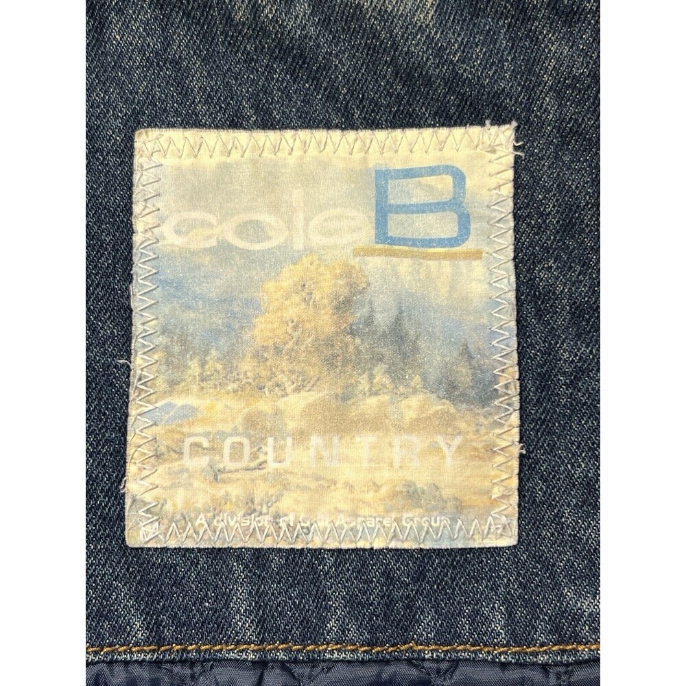Cole B Country Denim Quilt Lined Faux Fur Trim Jacket Women's Size Medium Blue - Picture 6 of 16